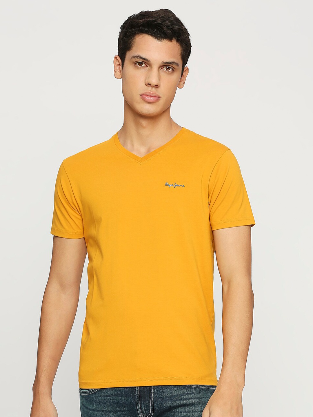 

Pepe Jeans V-Neck Slim Fit Cotton Regular T-shirt, Yellow