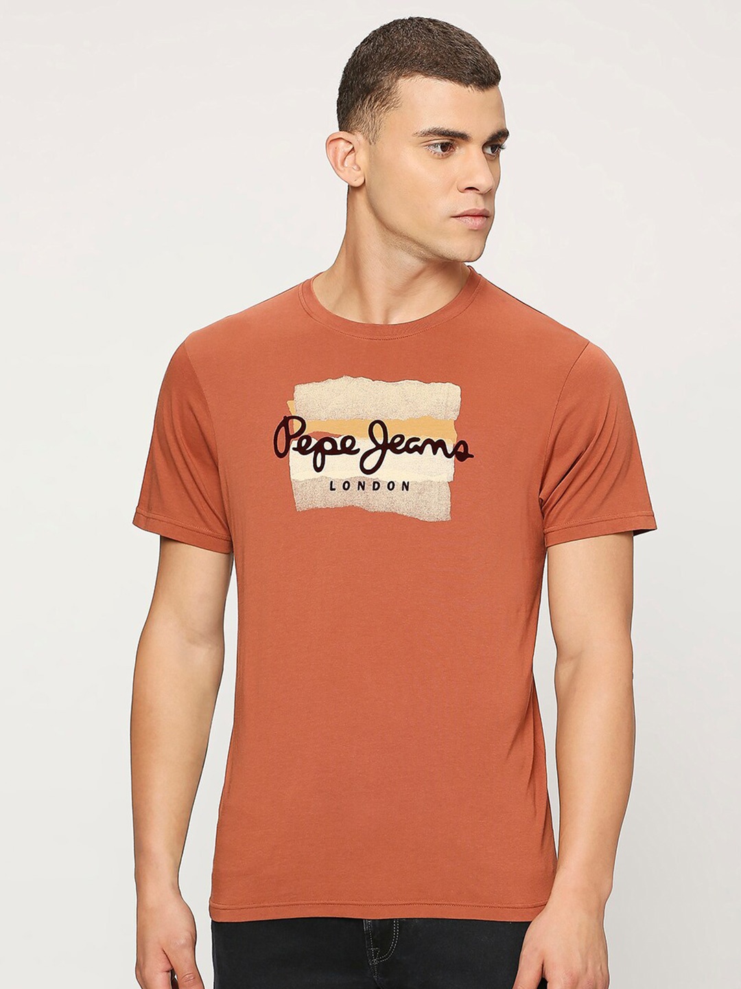 

Pepe Jeans Typography Printed Slim Fit Cotton T-shirt, Orange