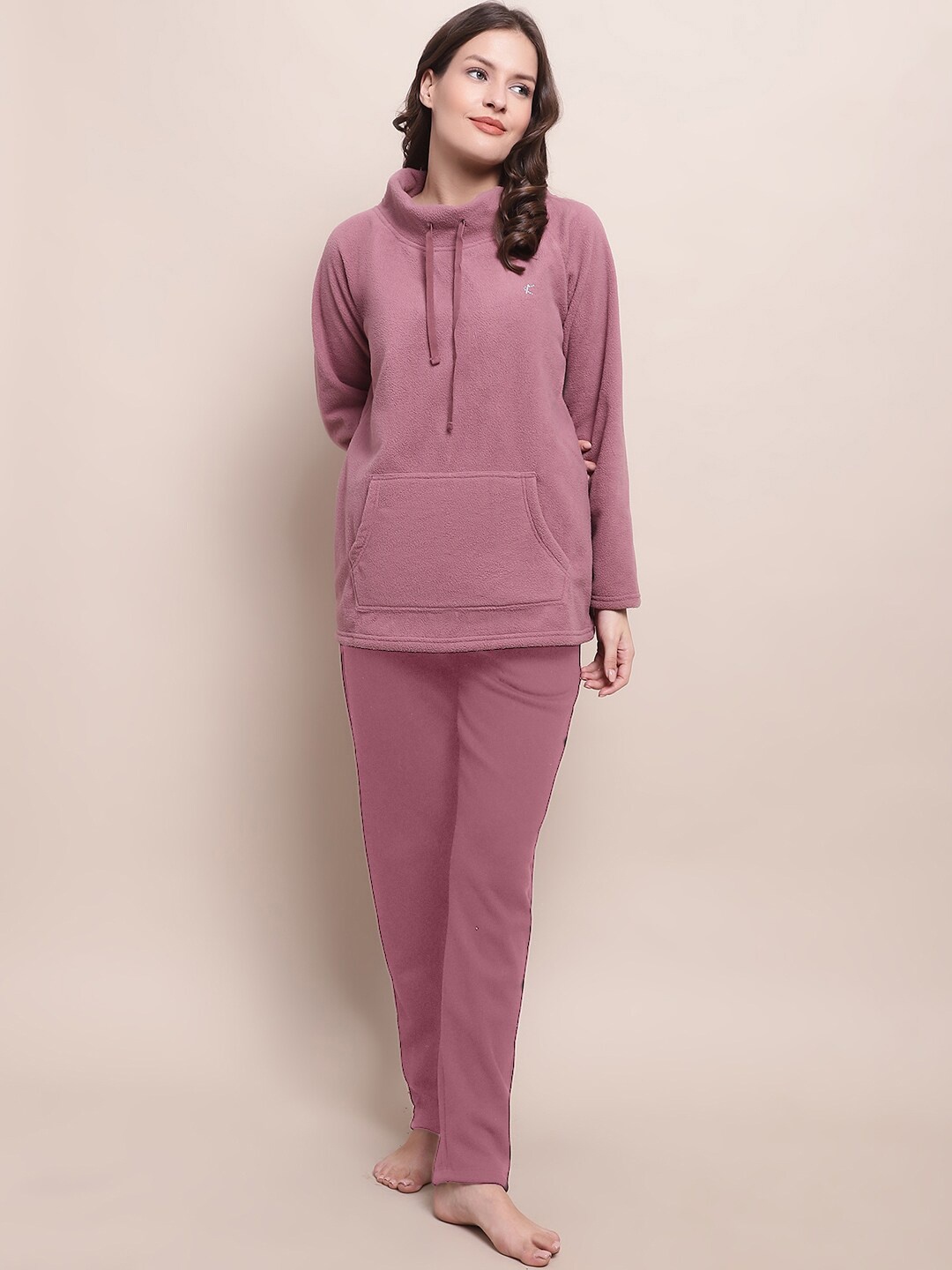 

Kanvin Pink High Neck Long Sleeves Night suit