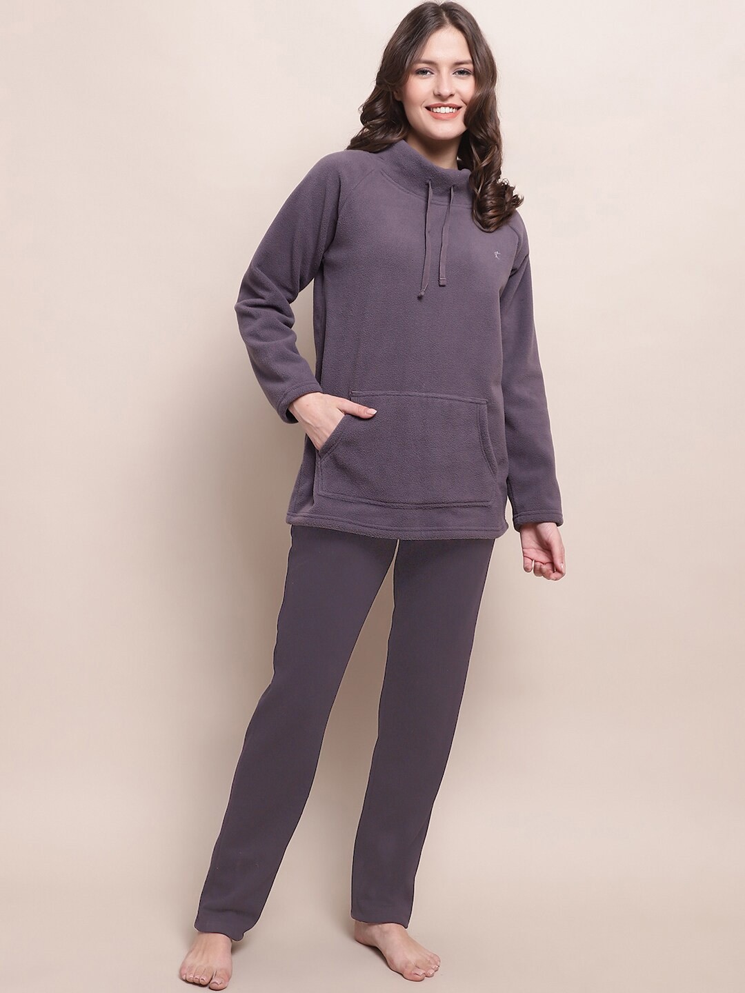 

Kanvin Purple High Neck Long Sleeves Night suit