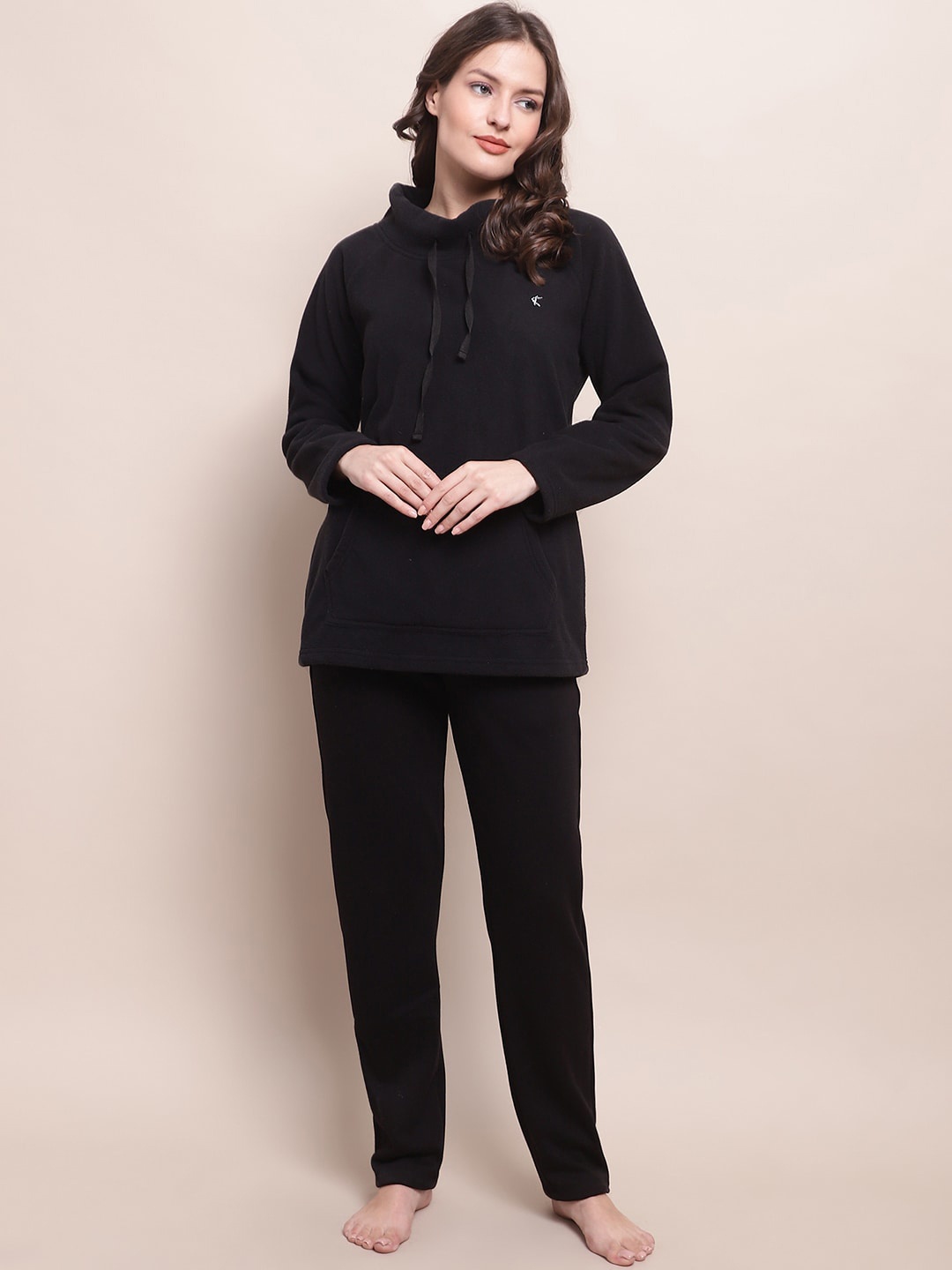 

Kanvin Hooded T-Shirt And Pyjama Night Suit, Black
