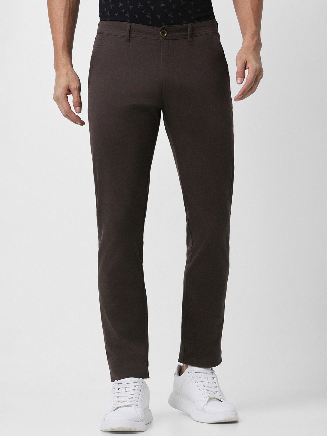 

Peter England Casuals Men Mid Rise Cotton Trousers, Grey
