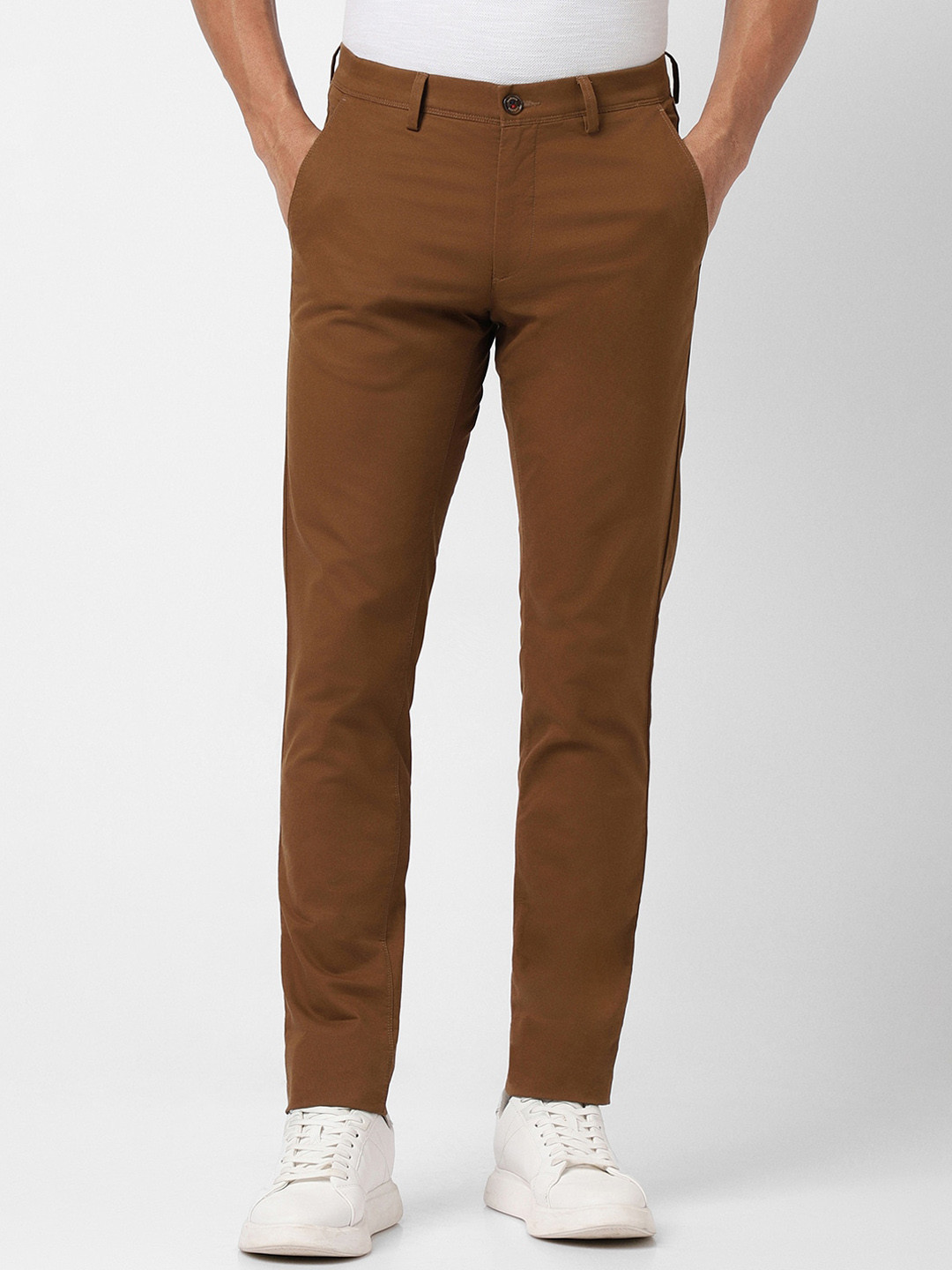 

Van Heusen Sport Men Mid Rise Slim Fit Cotton Trousers, Brown