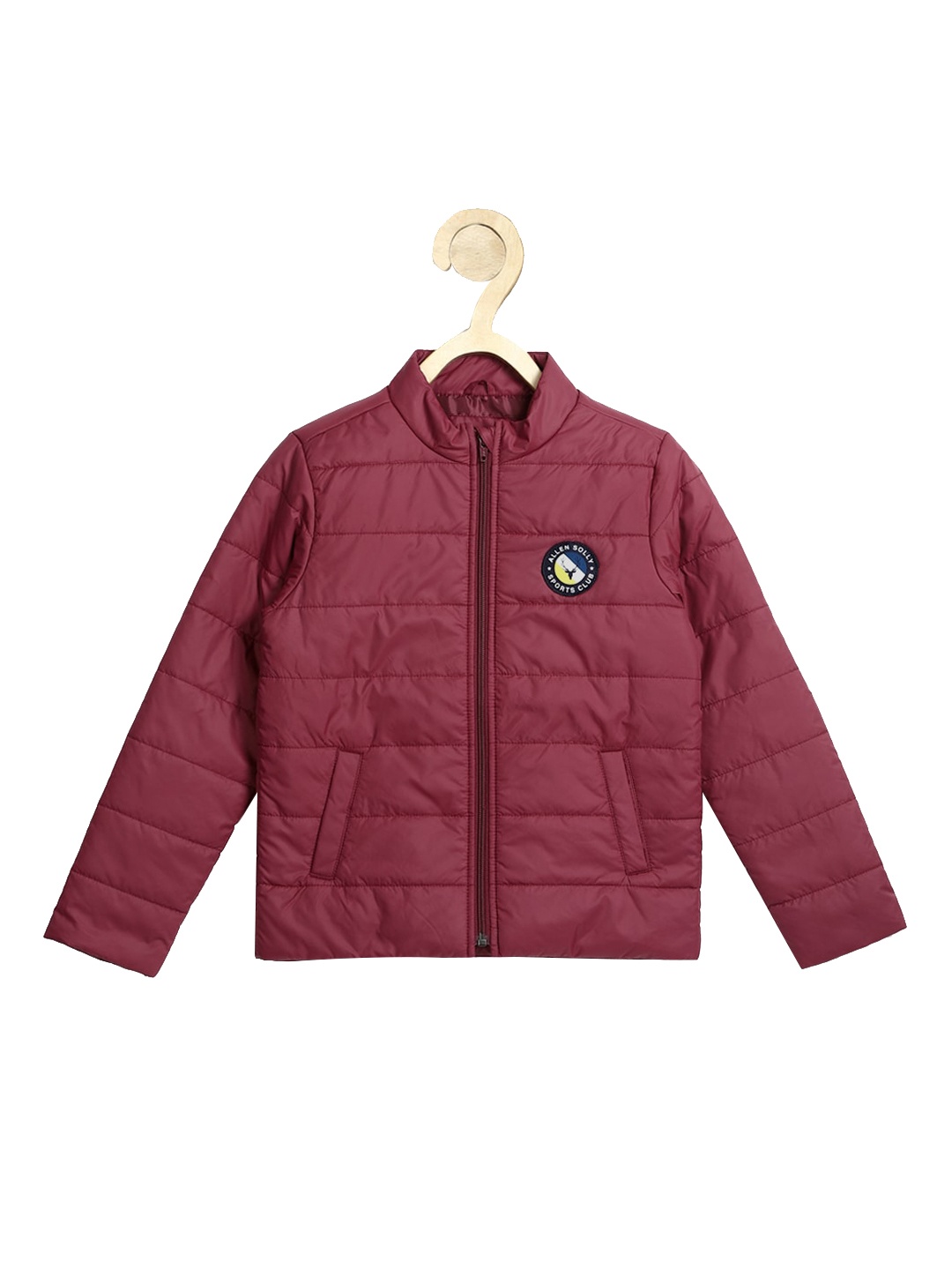 Allen Solly Junior Boys Maroon Puffer Jacket with Patchwork