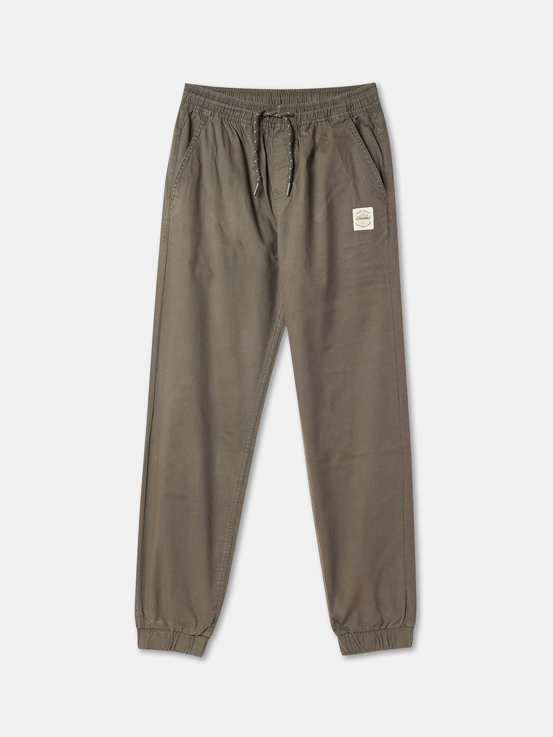 

R&B Boys Mid Rise Plain Cotton Joggers, Olive