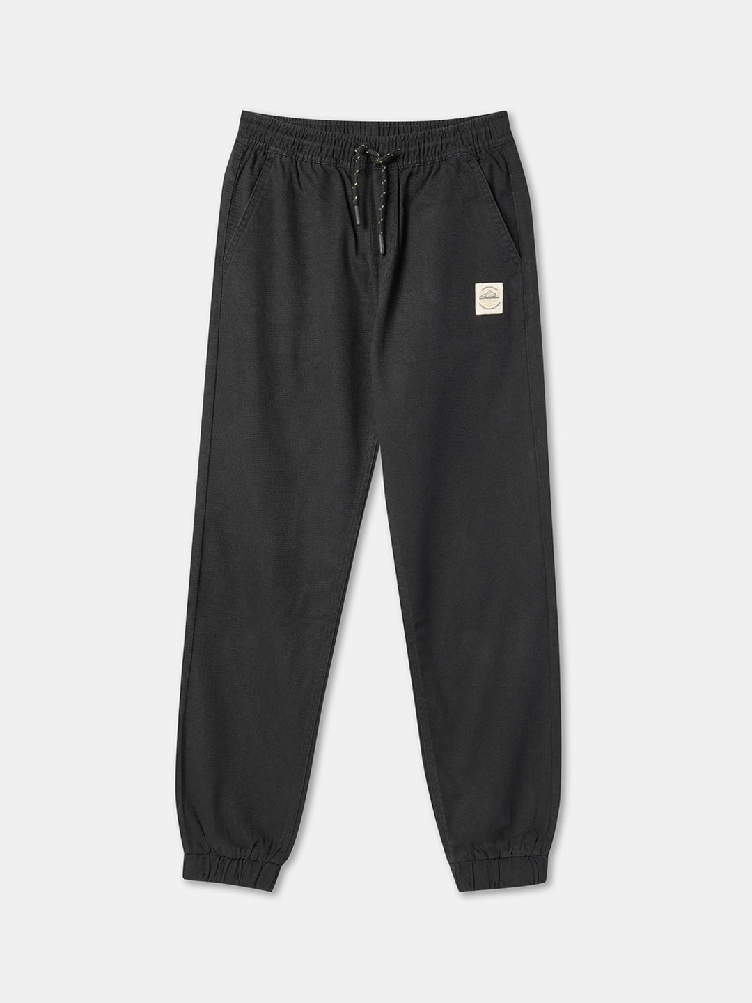 

R&B Boys Mid Rise Plain Cotton Joggers, Black