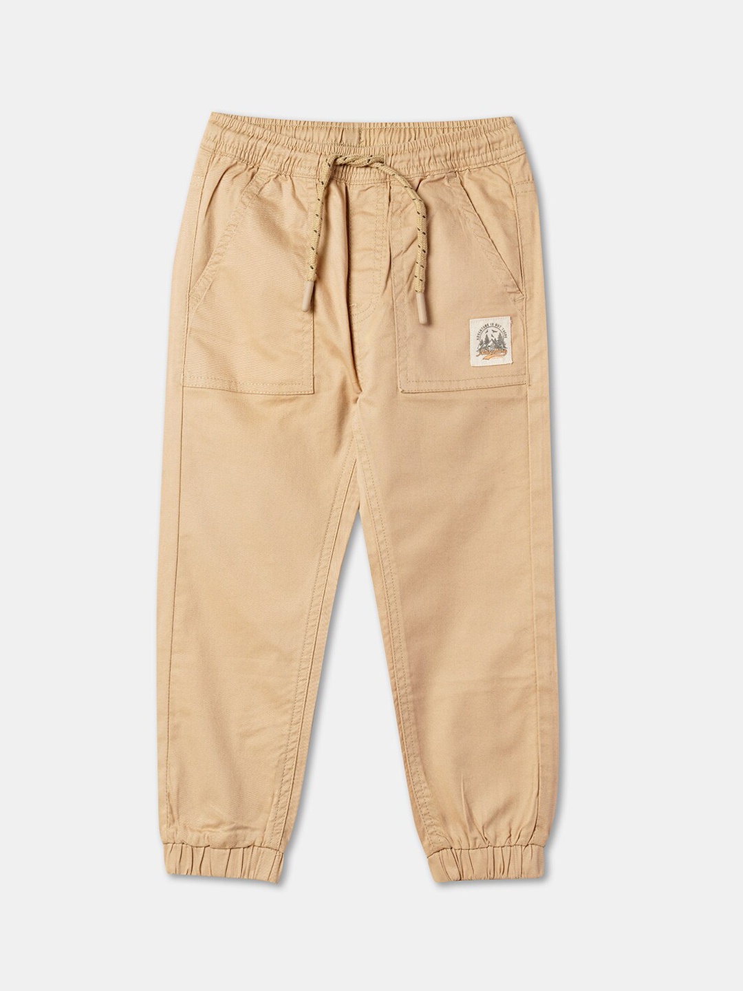

R&B Boys Mid Rise Cotton Joggers, Beige