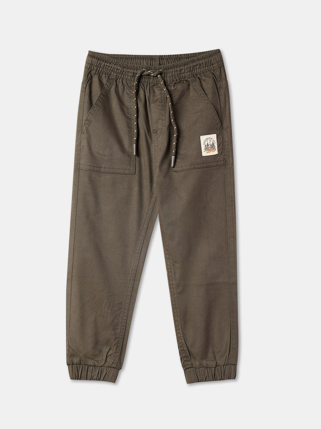 

R&B Boys Mid Rise Cotton Joggers, Olive