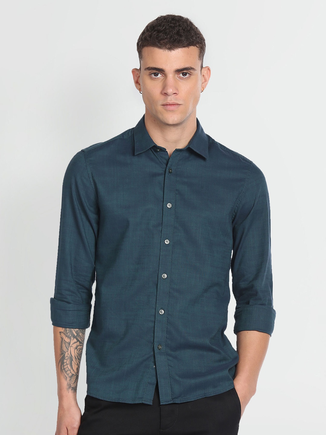 

Flying Machine Slim Fit Pure Cotton Casual Shirt, Green