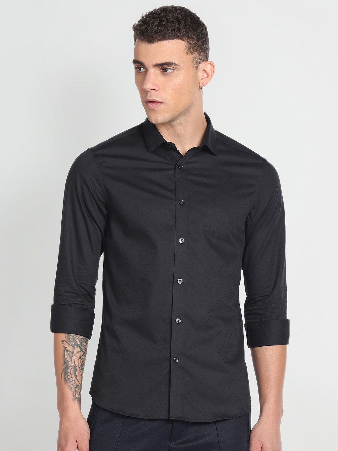 

Flying Machine Slim Fit Pure Cotton Casual Shirt, Black