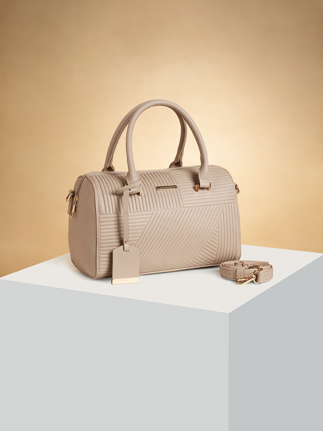 

Forever Glam by Pantaloons Structured Handheld Bag, Beige