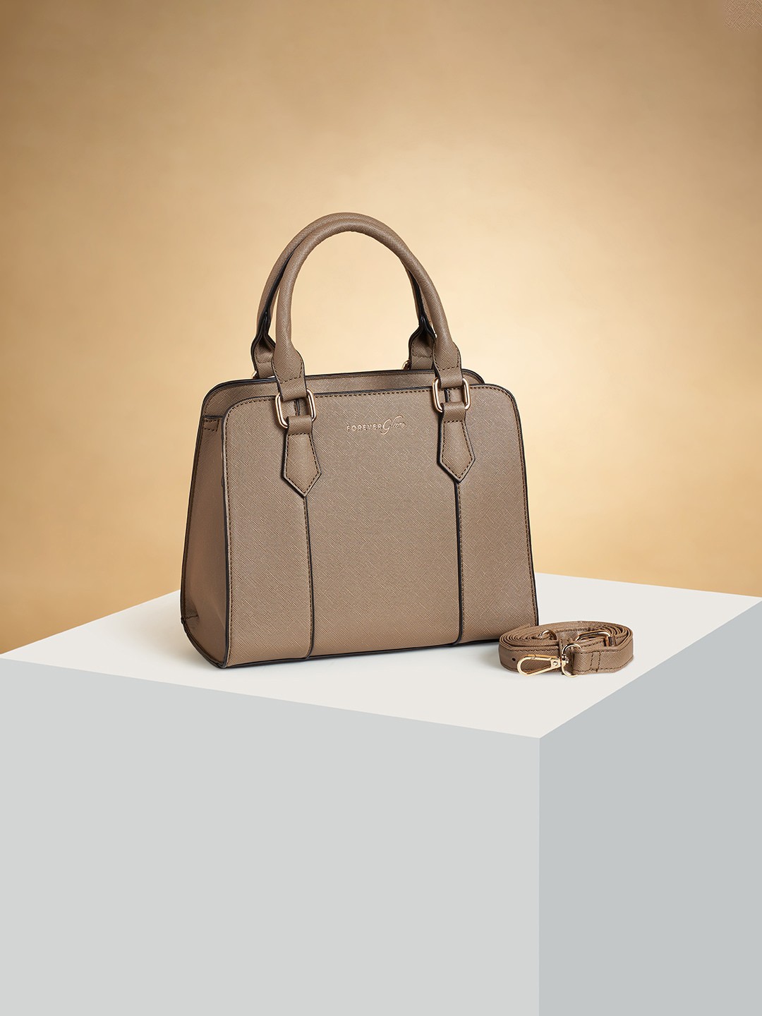

Forever Glam by Pantaloons Structured Handheld Bag, Khaki