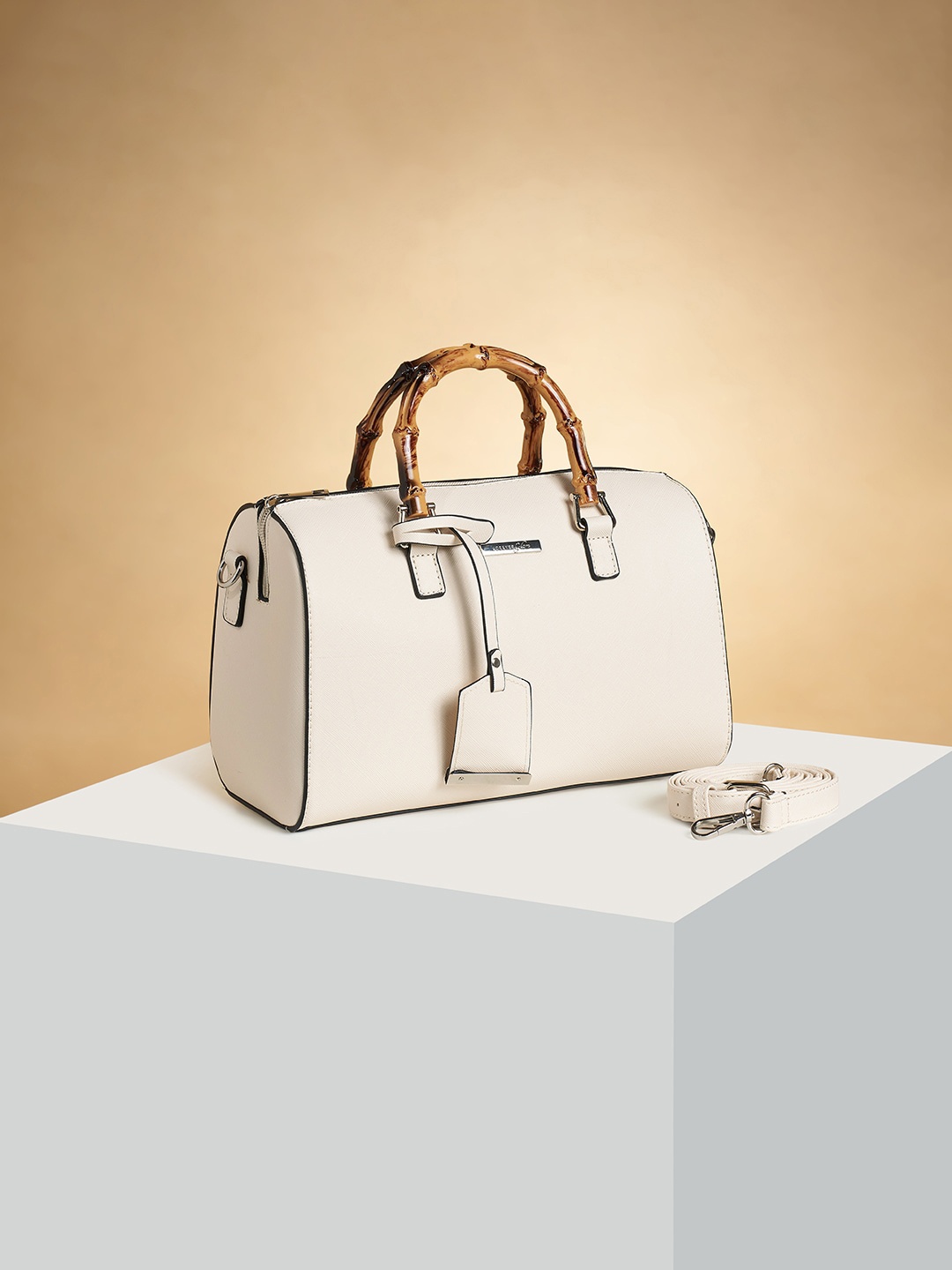 

Forever Glam by Pantaloons Textured Structured Handheld Bag, Off white