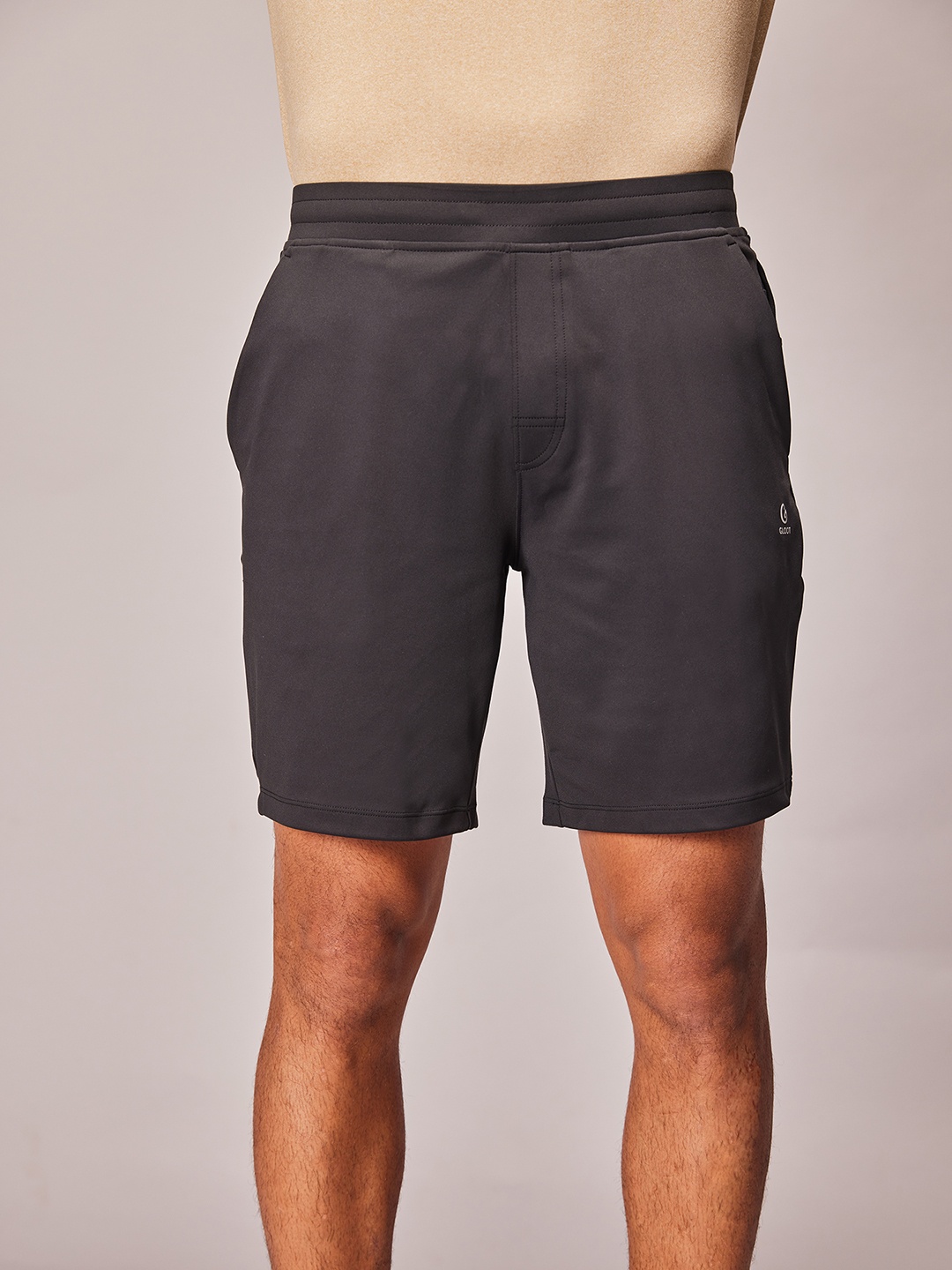Gloot Men Mid-Rise Anti-Odour Slim Fit Sports Shorts, Black