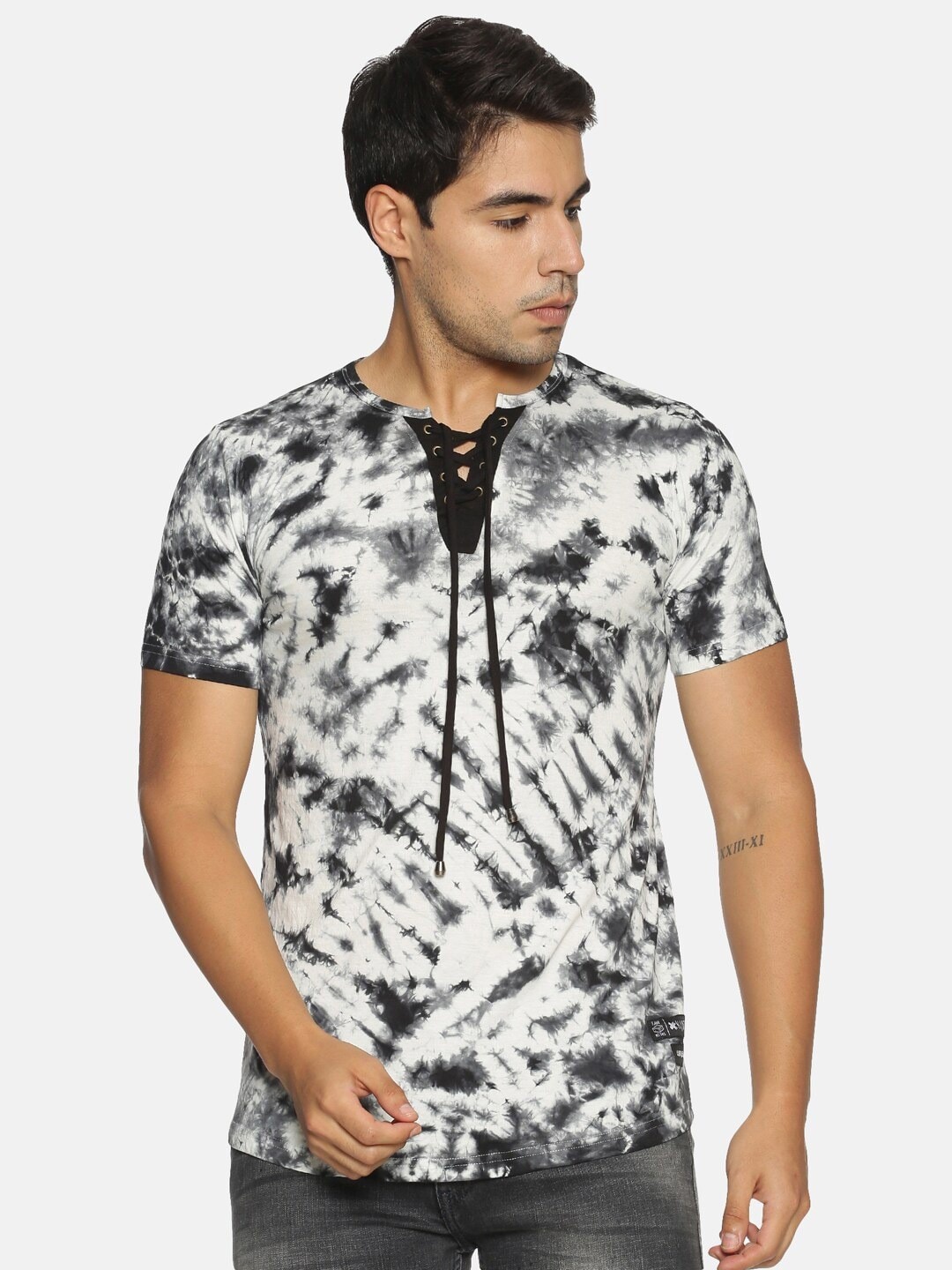 

KULTPRIT Tie & Dyed Slim Fit Cotton T-shirt, Grey