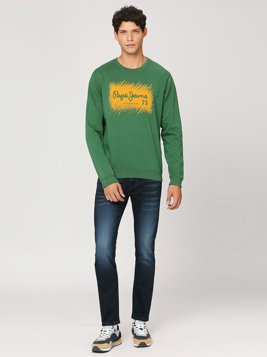 

Pepe Jeans Typography Printed Long Sleeves Pure Cotton Pullover, Green