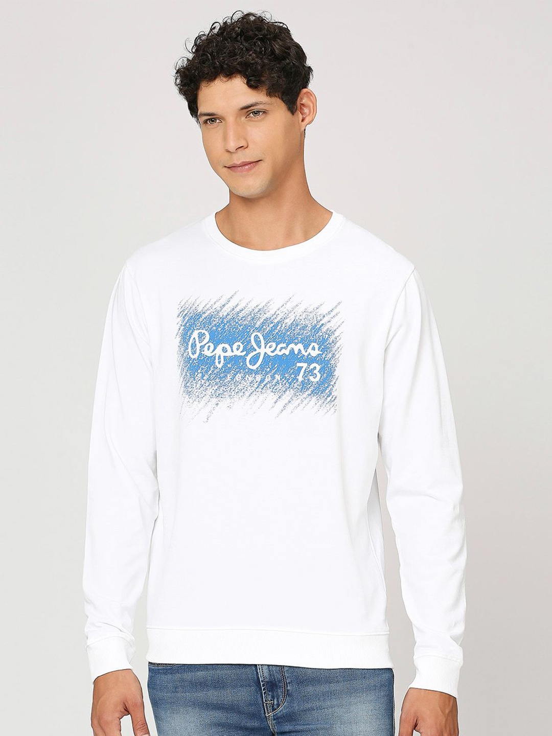 

Pepe Jeans Typography Printed Long Sleeves Pure Cotton Pullover, White