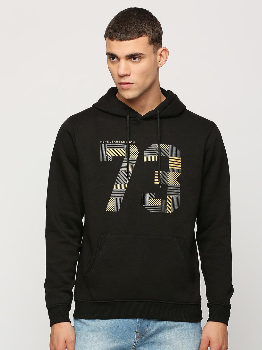 

Pepe Jeans Typography Printed Long Sleeves Hooded Sweatshirt, Black