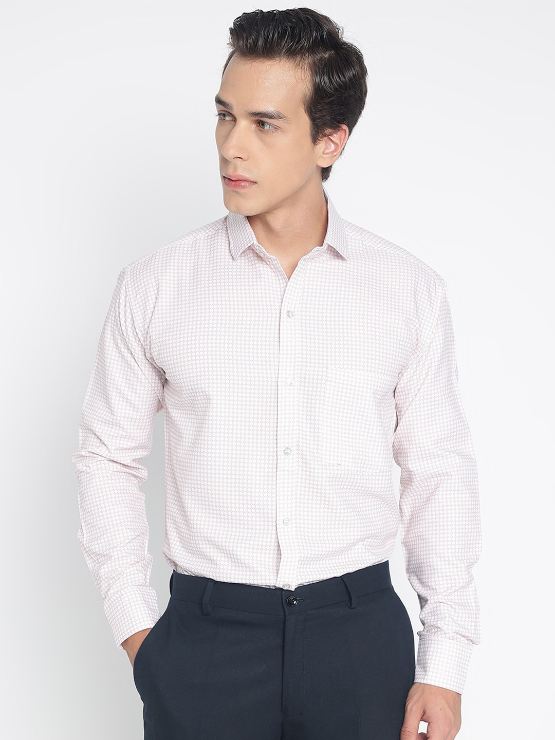 

COLORWINGS Comfort Checked Formal Shirt, White