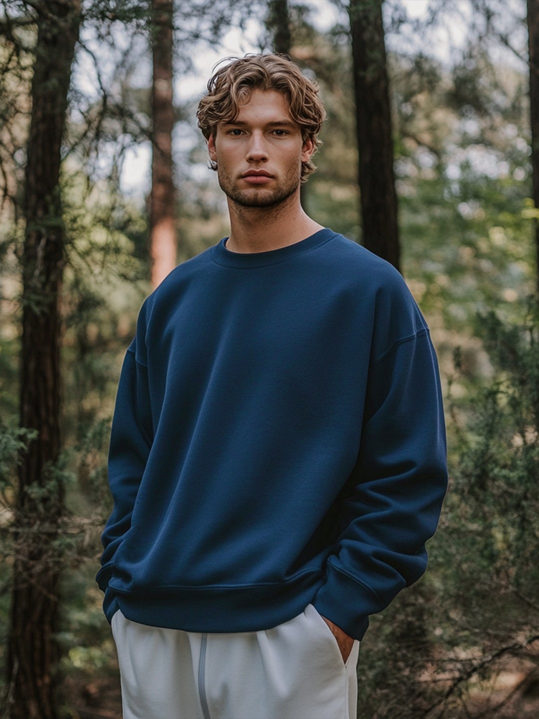 

NOBERO Men Oversized Solid Sweatshirt, Navy blue