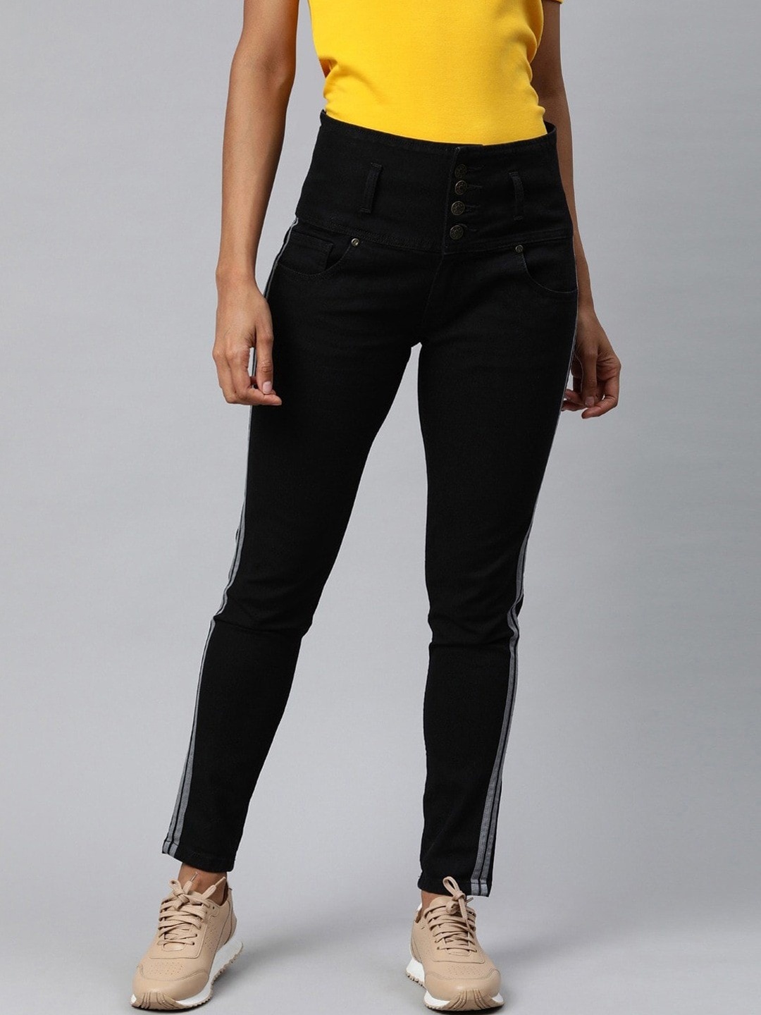 

Enviously Young Women Jean Slim Fit High-Rise Clean Look Stretchable Jeans, Black