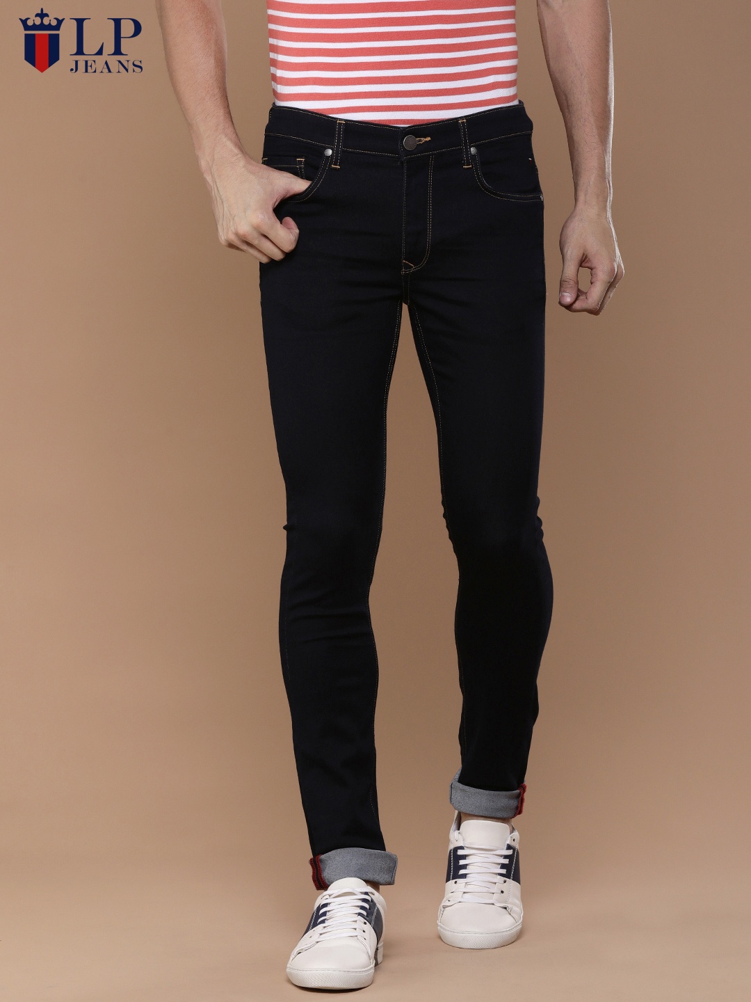 

Louis Philippe Jeans Men Navy Blue Skinny Fit Low-Rise Stretchable Jeans