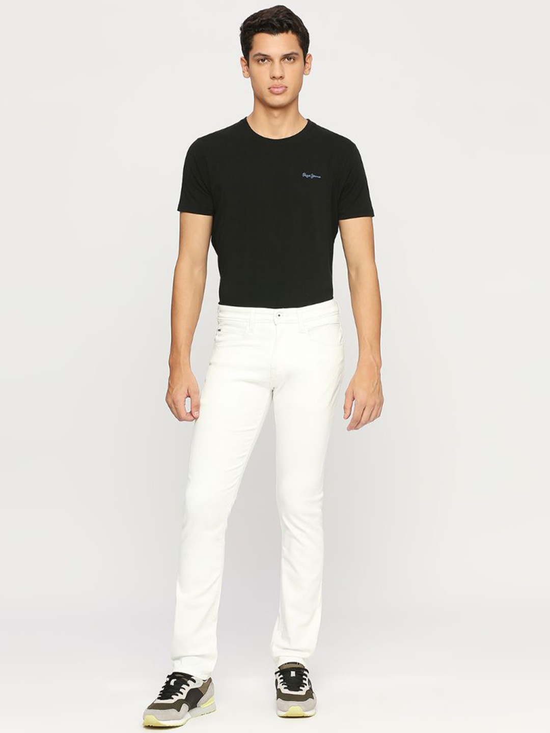 

Pepe Jeans Men Slim Fit Mid Rise Light Shade Stretchable Jeans, White