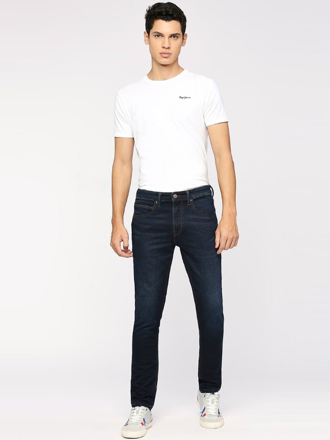 

Pepe Jeans Men Mid-Rise Light Fade Clean Look Stretchable Jeans, Blue