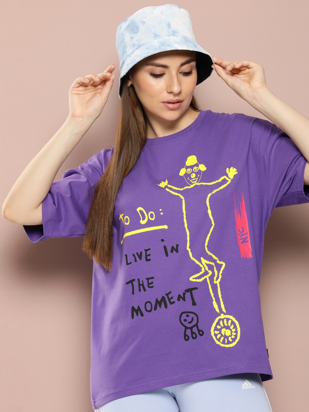 

Stormborn Women Printed Oversized Drop-Shoulder Sleeves Pure Cotton T-shirt, Violet