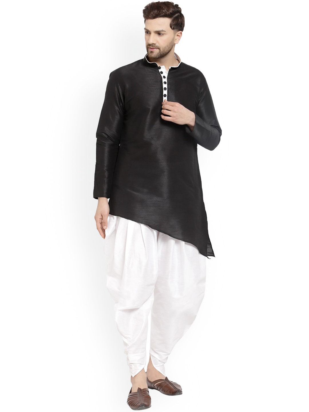 

Sydney Heights Asymmetric Regular Straight Kurta with Dhoti Pants, Black