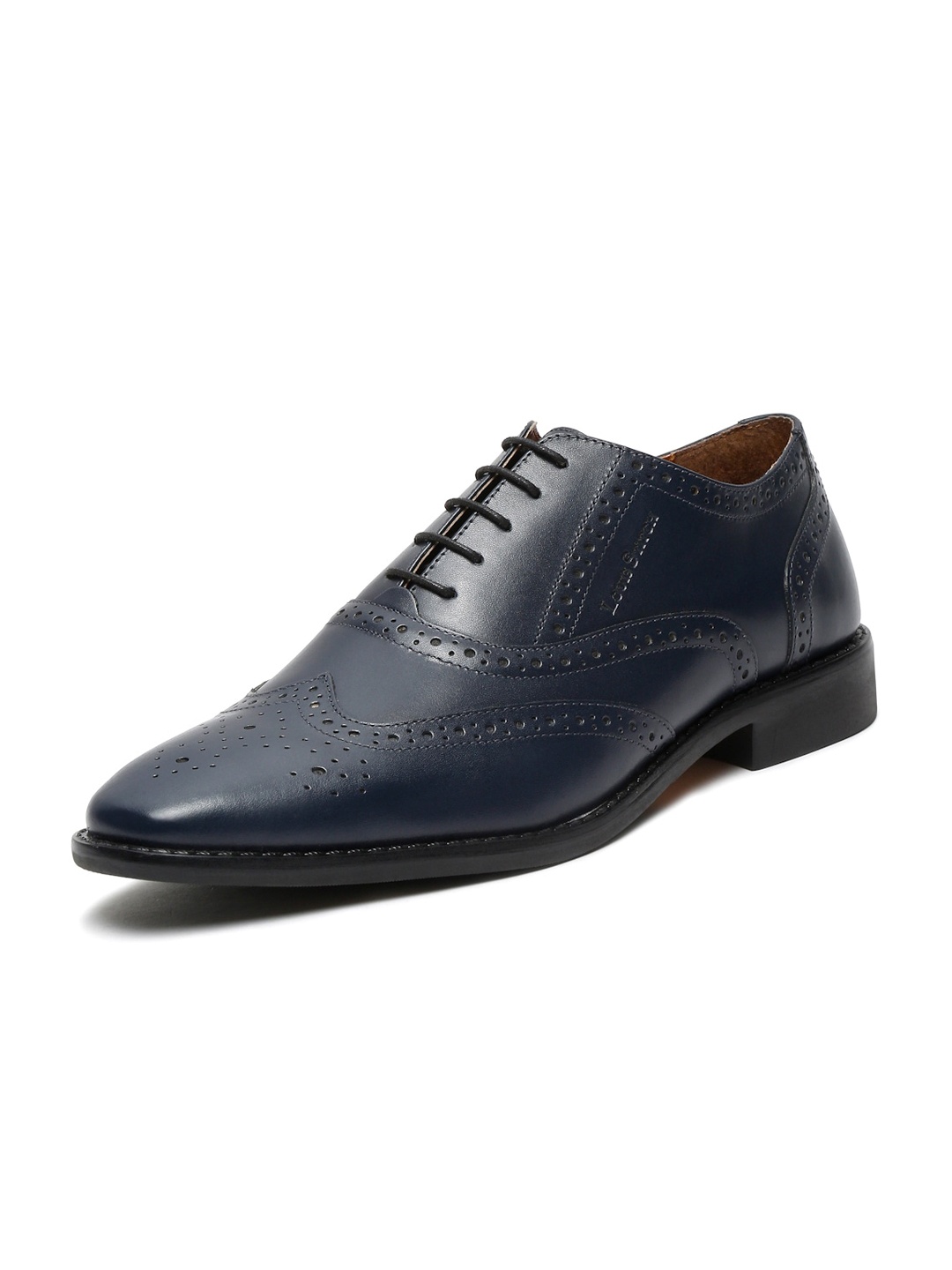 

LOUIS STITCH Men Textured Leather Formal Brogues, Navy blue