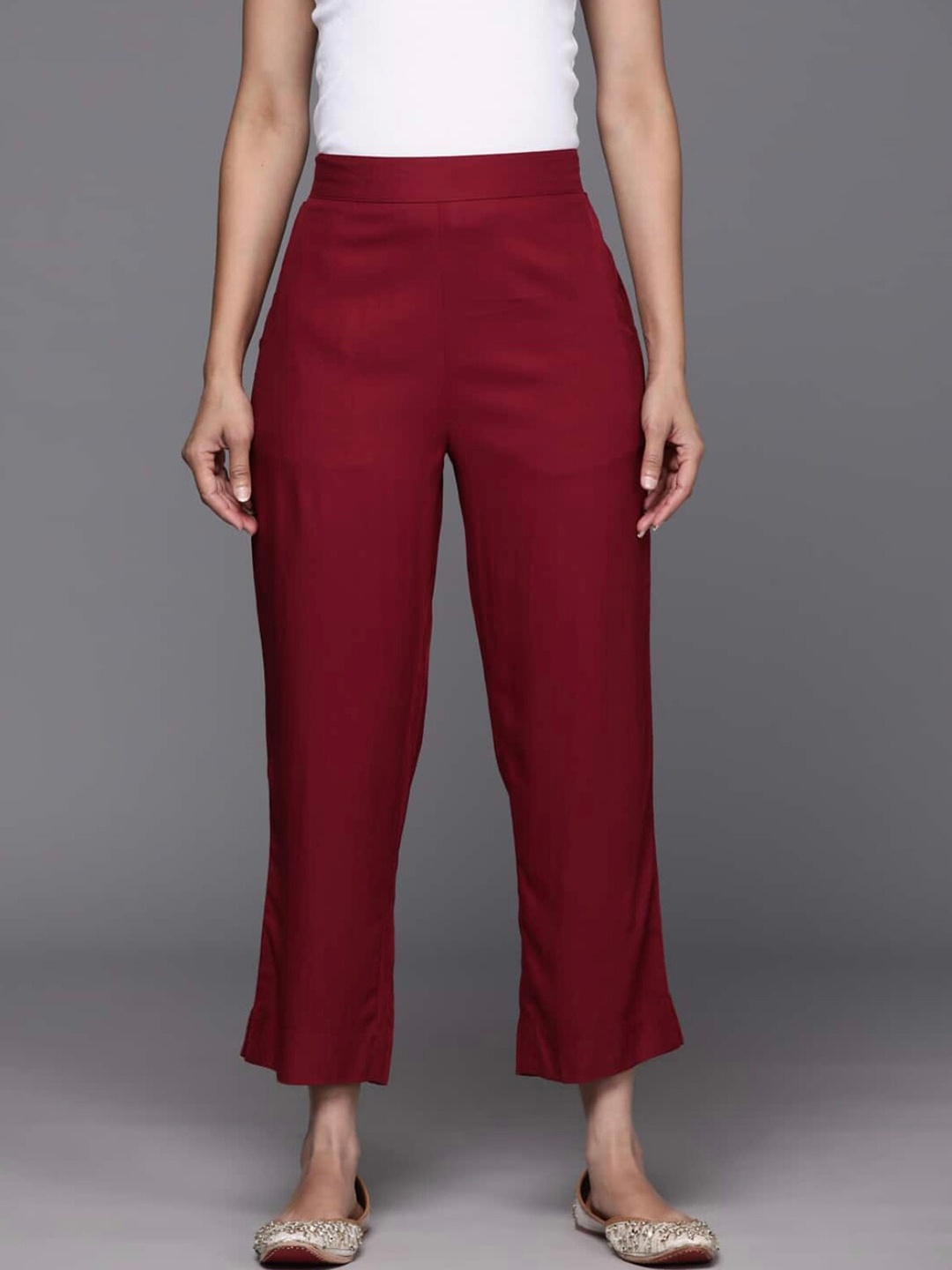 

BCZ Style Straight Fit Palazzos, Maroon