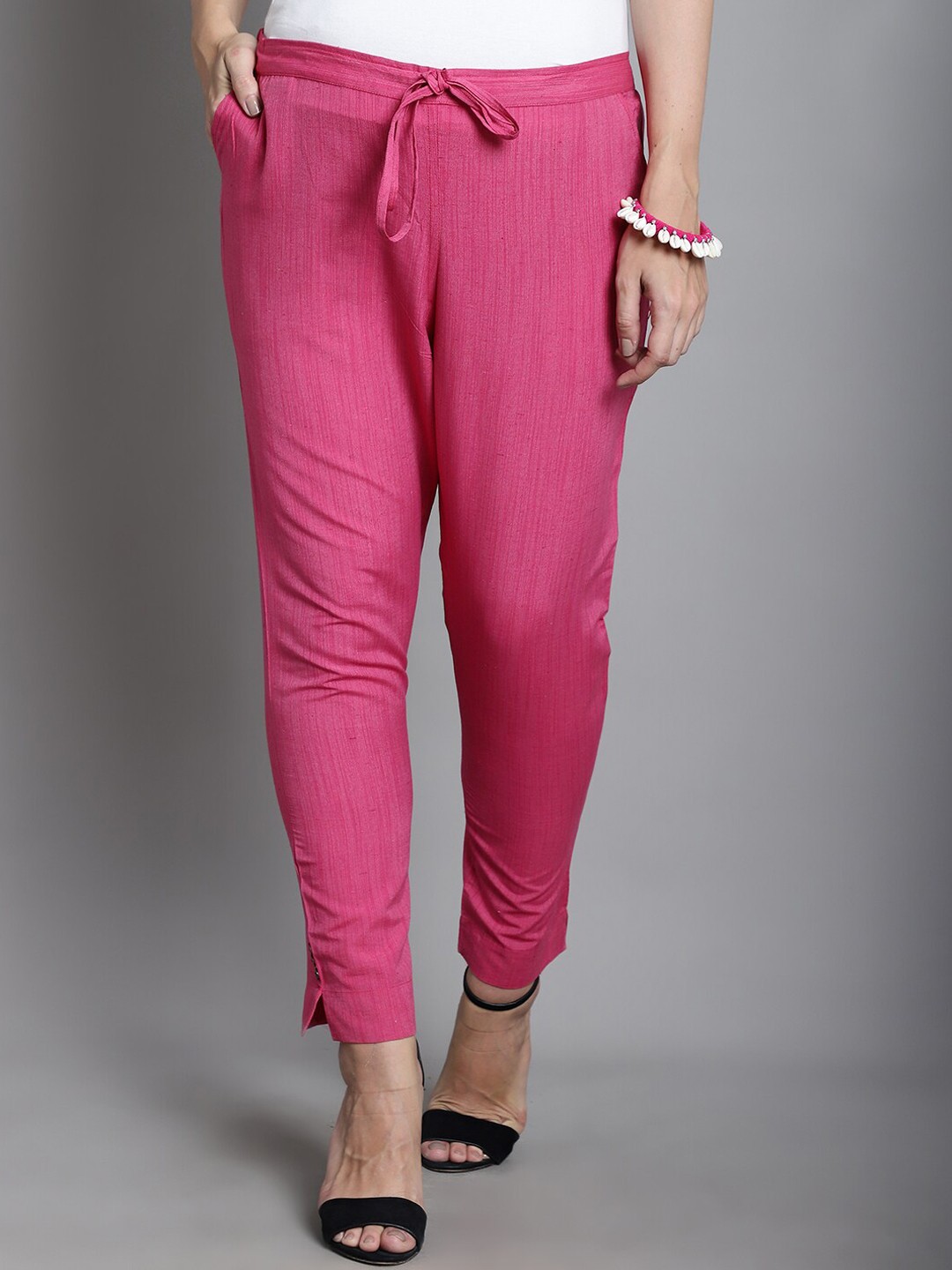 

Moms Maternity Women Relaxed Straight Leg Easy Wash Cotton Maternity Regular Trousers, Pink