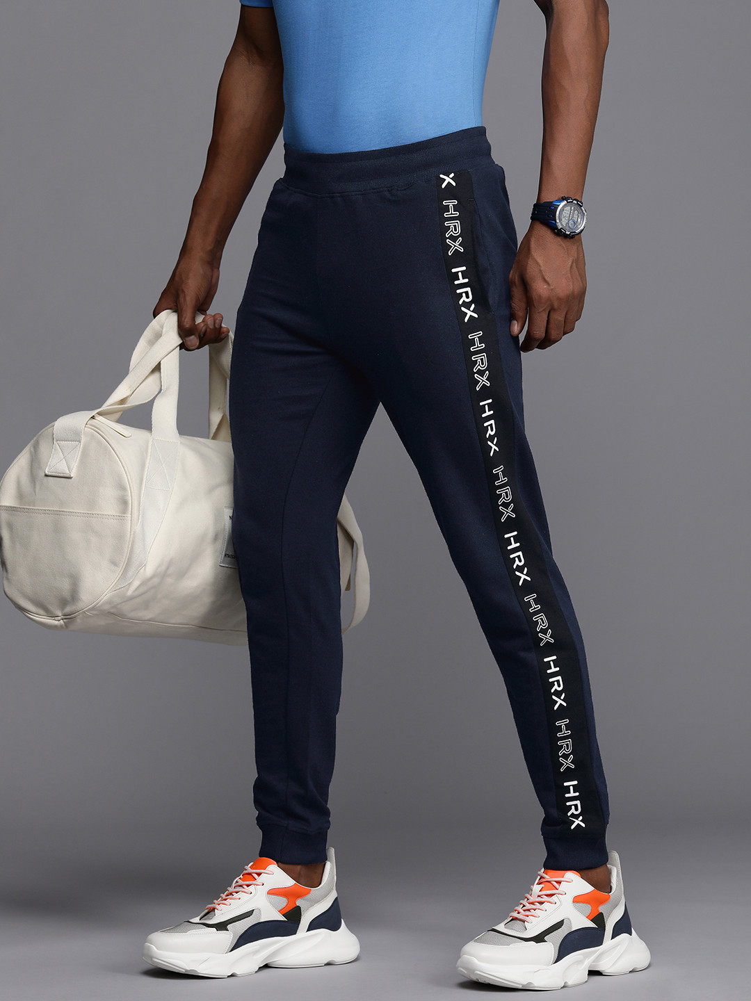 

HRX by Hrithik Roshan Men Printed Regular Fit Joggers, Navy blue
