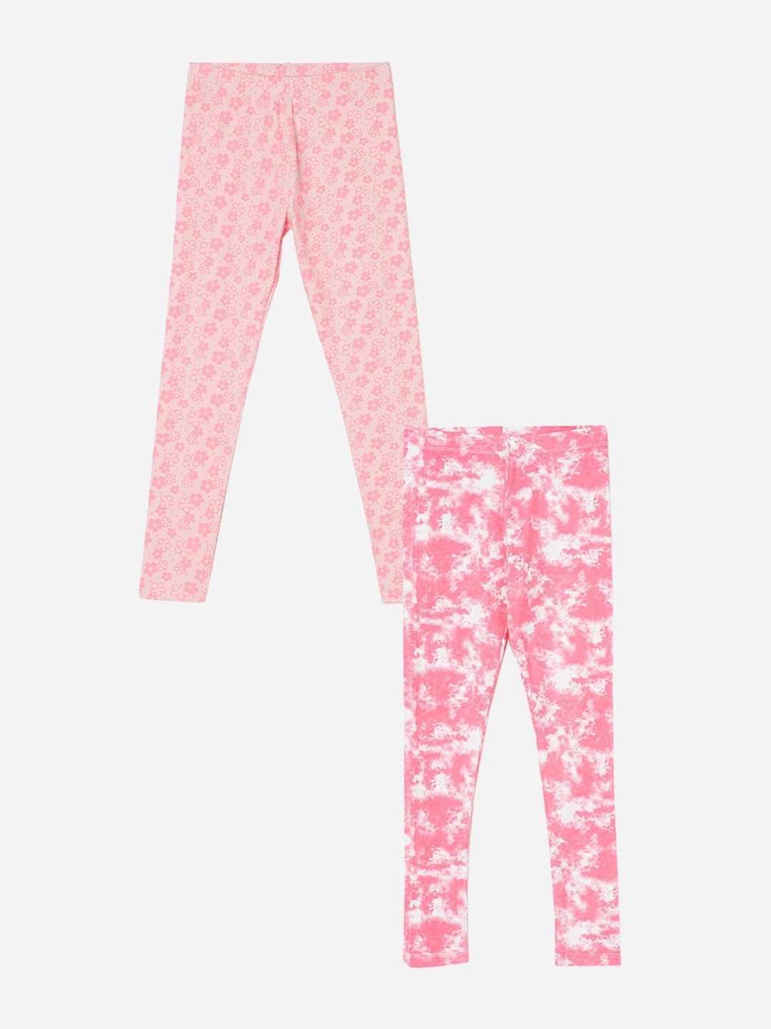 

Fame Forever by Lifestyle Girls Pack Of 2 Printed Ankle Length Leggings, Pink