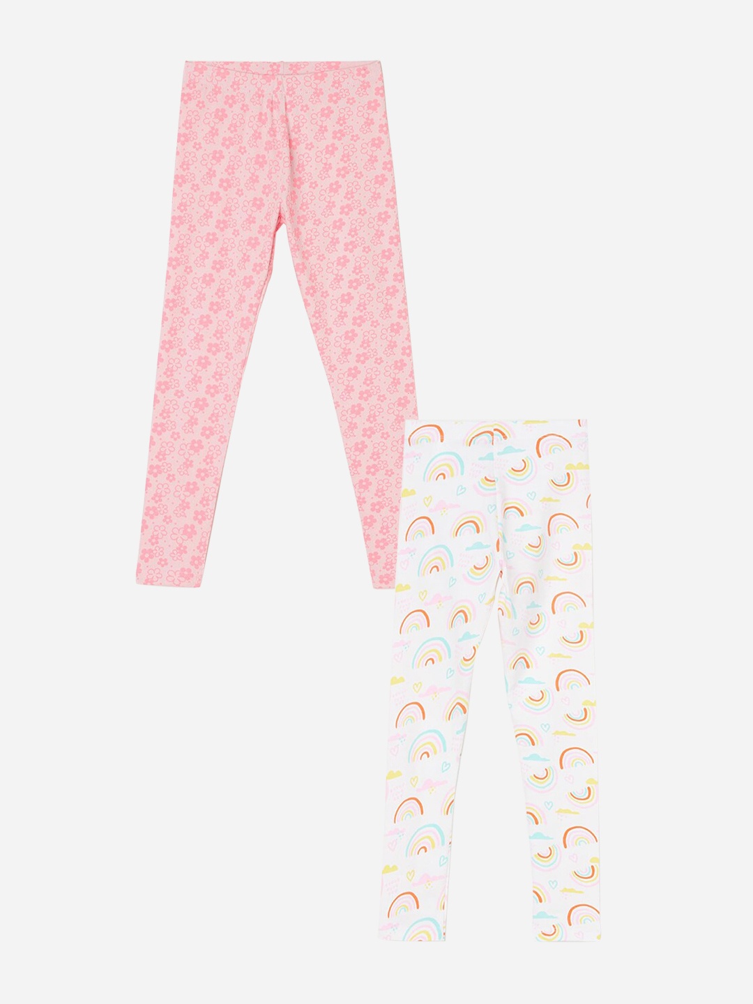 

Fame Forever by Lifestyle Girls Pack Of 2 Printed Ankle Length Leggings, White