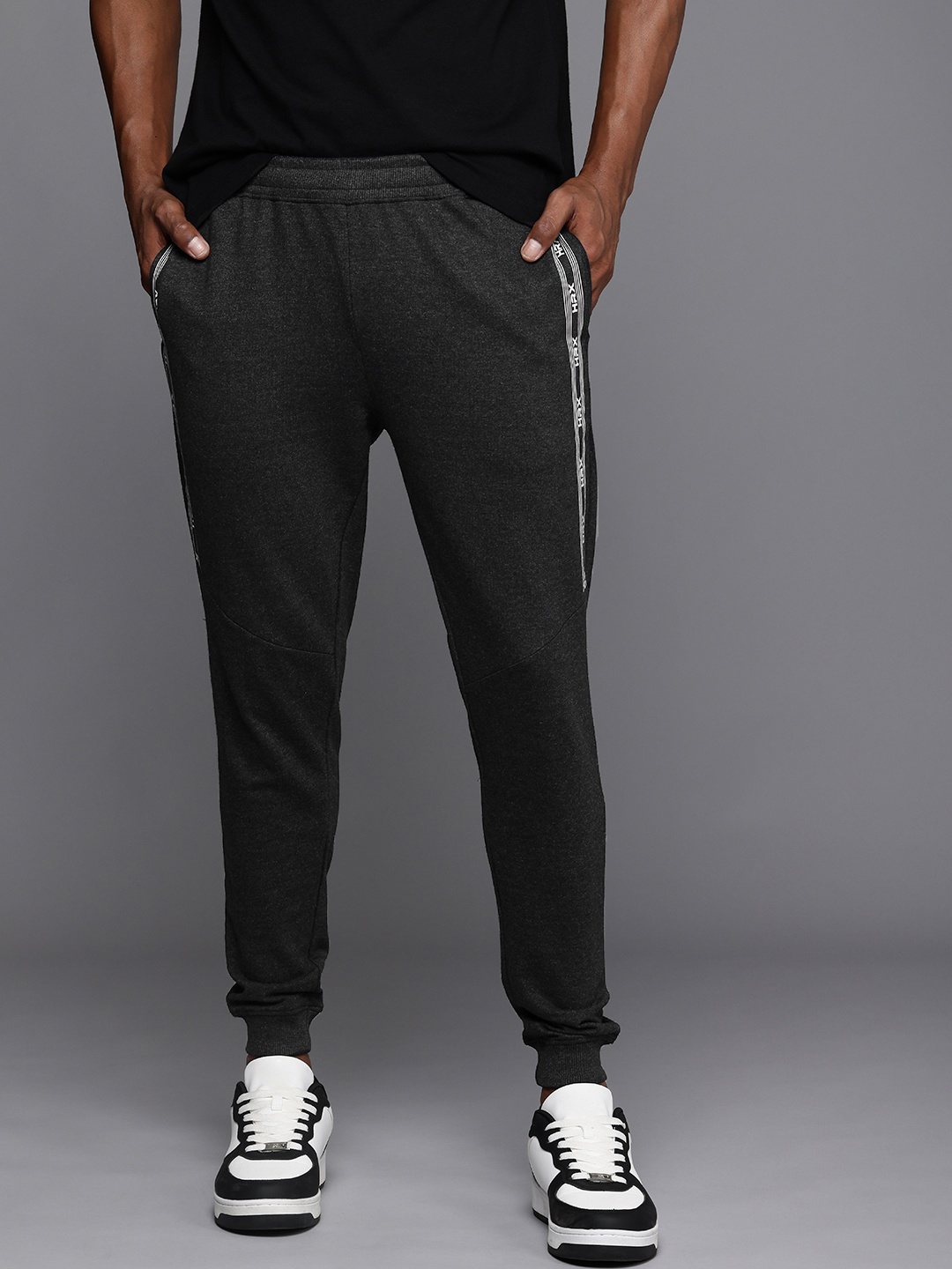 

HRX by Hrithik Roshan Men Self Design Regular Fit Joggers, Charcoal