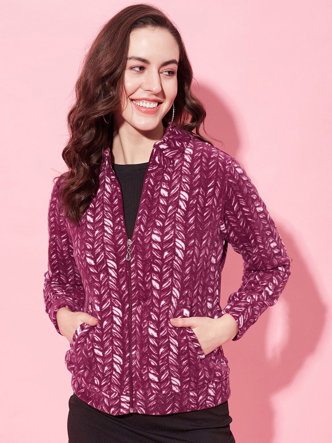 

Modeve Lightweight Abstract Printed Tailored Jacket, Maroon
