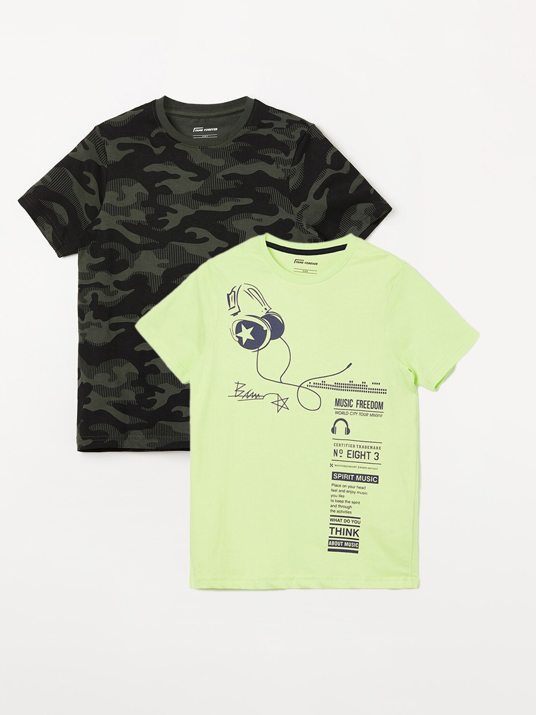 

Fame Forever by Lifestyle Boys Pack Of 2 Printed Pure Cotton T-Shirts, Yellow