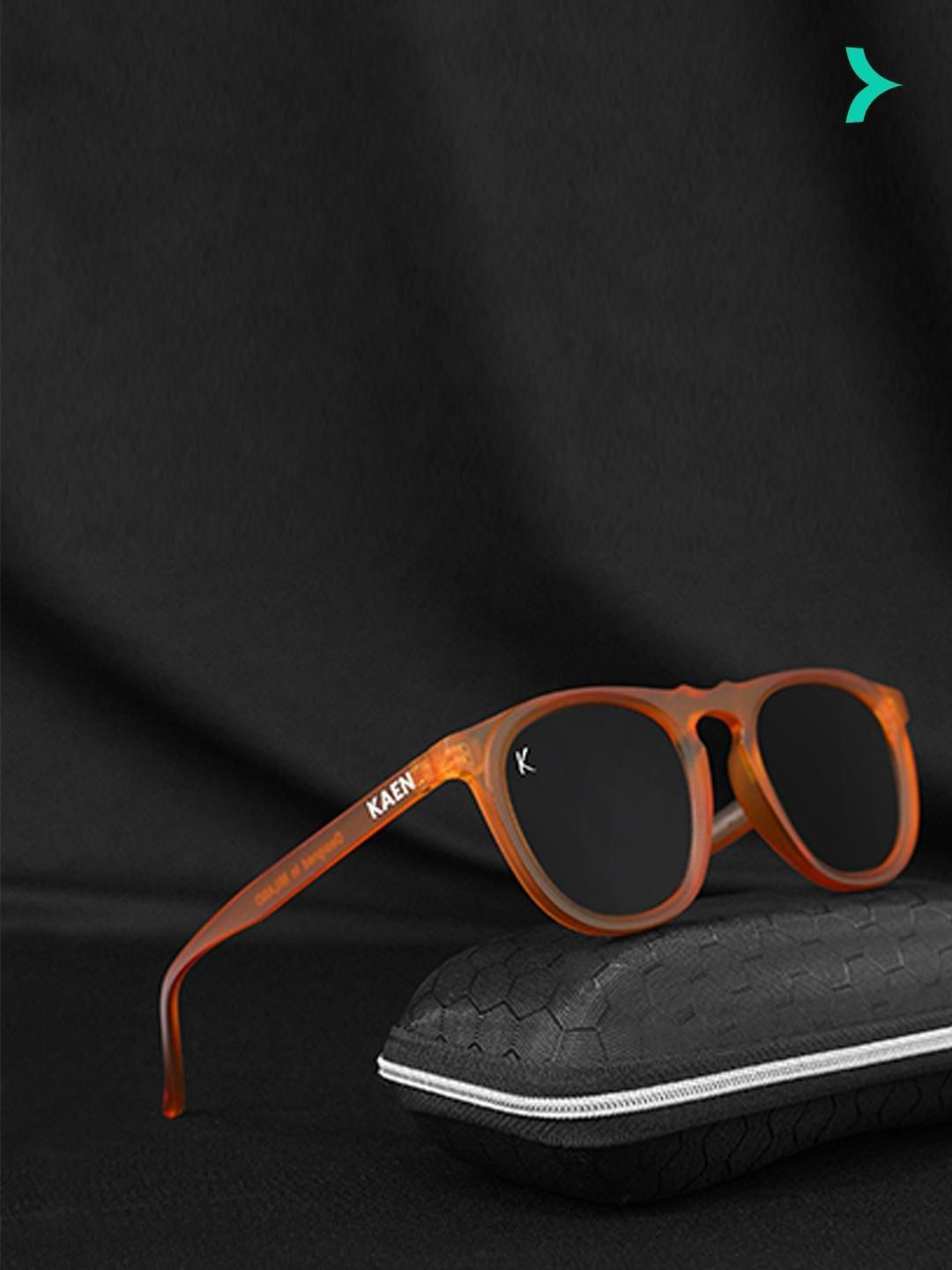 

KAEN EYEWEAR Unisex Lens & Round Sunglasses With UV Protected Lens KASKyle, Black
