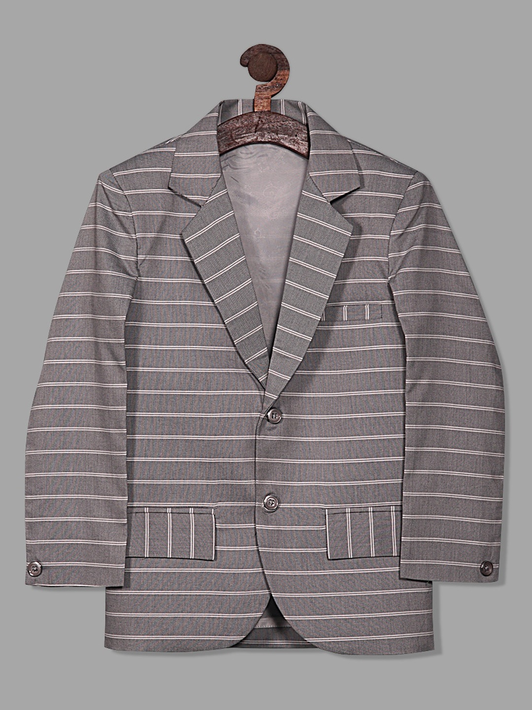 

RIKIDOOS Boys Tailor-Fit Single-Breasted Blazer, Grey