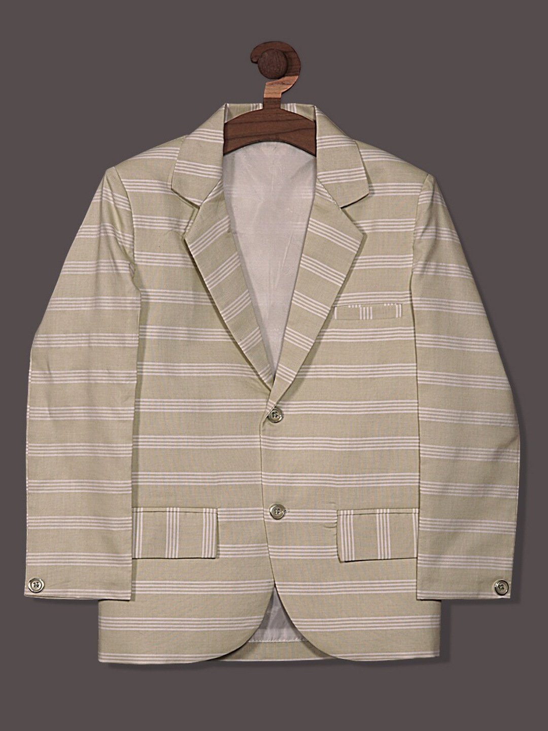 

RIKIDOOS Boys Stripe Single-Breasted Smart Fit Cotton Light Weight Blazers, Lime green