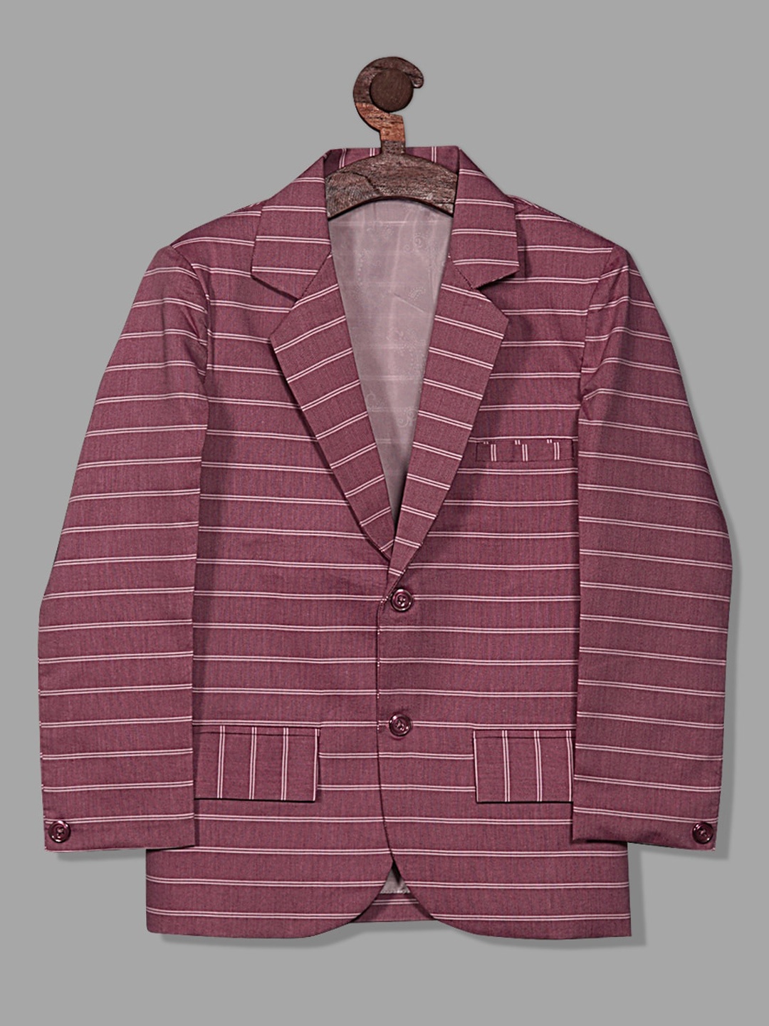 

RIKIDOOS Boys stripe Single-Breasted Smart Fit Cotton Light Weight Blazer, Purple