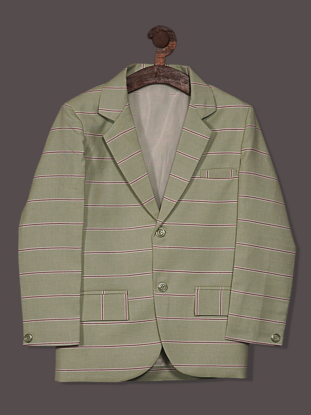 

RIKIDOOS Boys Stripe Single-Breasted Smart Fit Cotton Light Weight Blazers, Fluorescent green