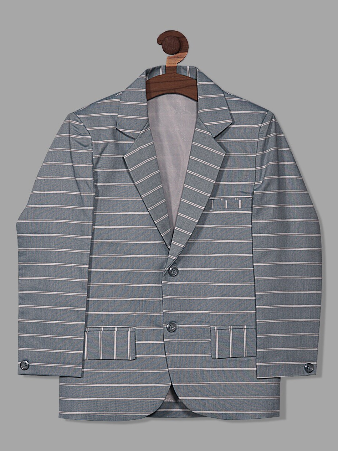 

RIKIDOOSSingle-Breasted Smart Fit Cotton Light Weight Blazer, Grey