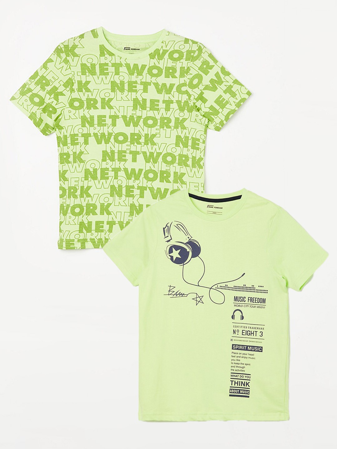 

Fame Forever by Lifestyle Boys Pack Of 2 Printed Pure Cotton T-Shirts, Yellow