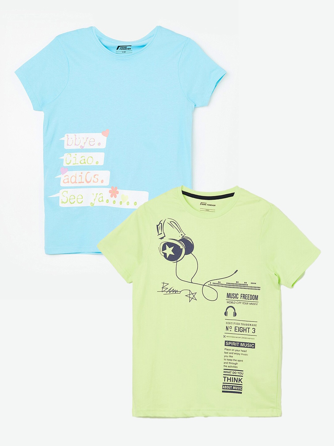 

Fame Forever by Lifestyle Boys Pack Of 2 Printed Pure Cotton T-Shirts, Yellow