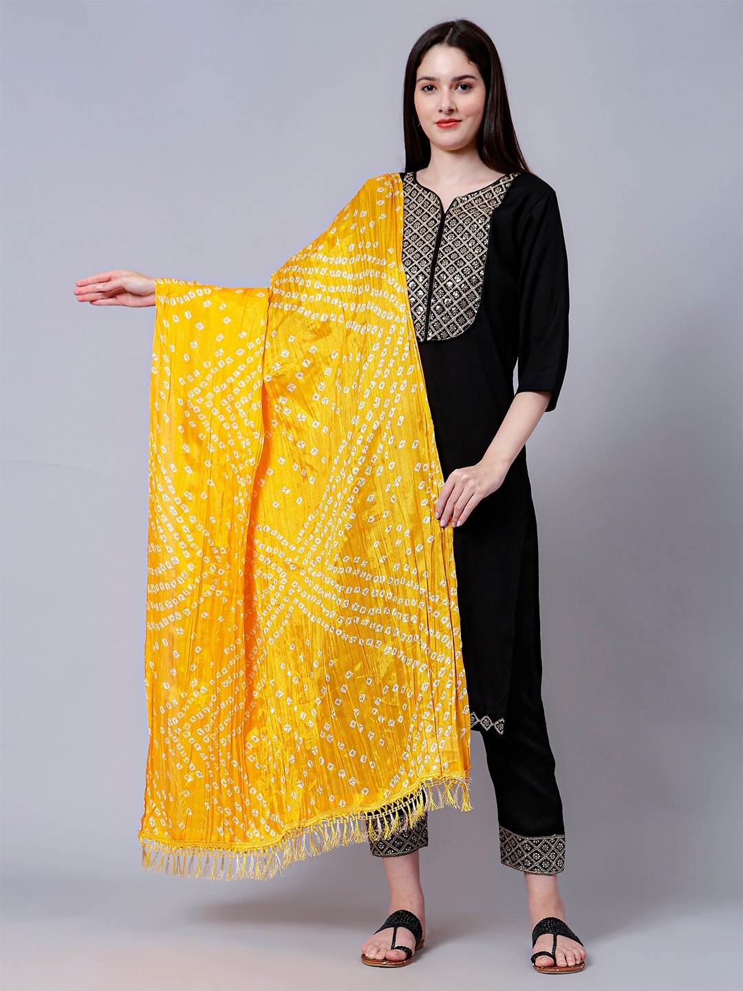 

Aditi Wasan Bandhani Printed Cotton Dupatta, Yellow