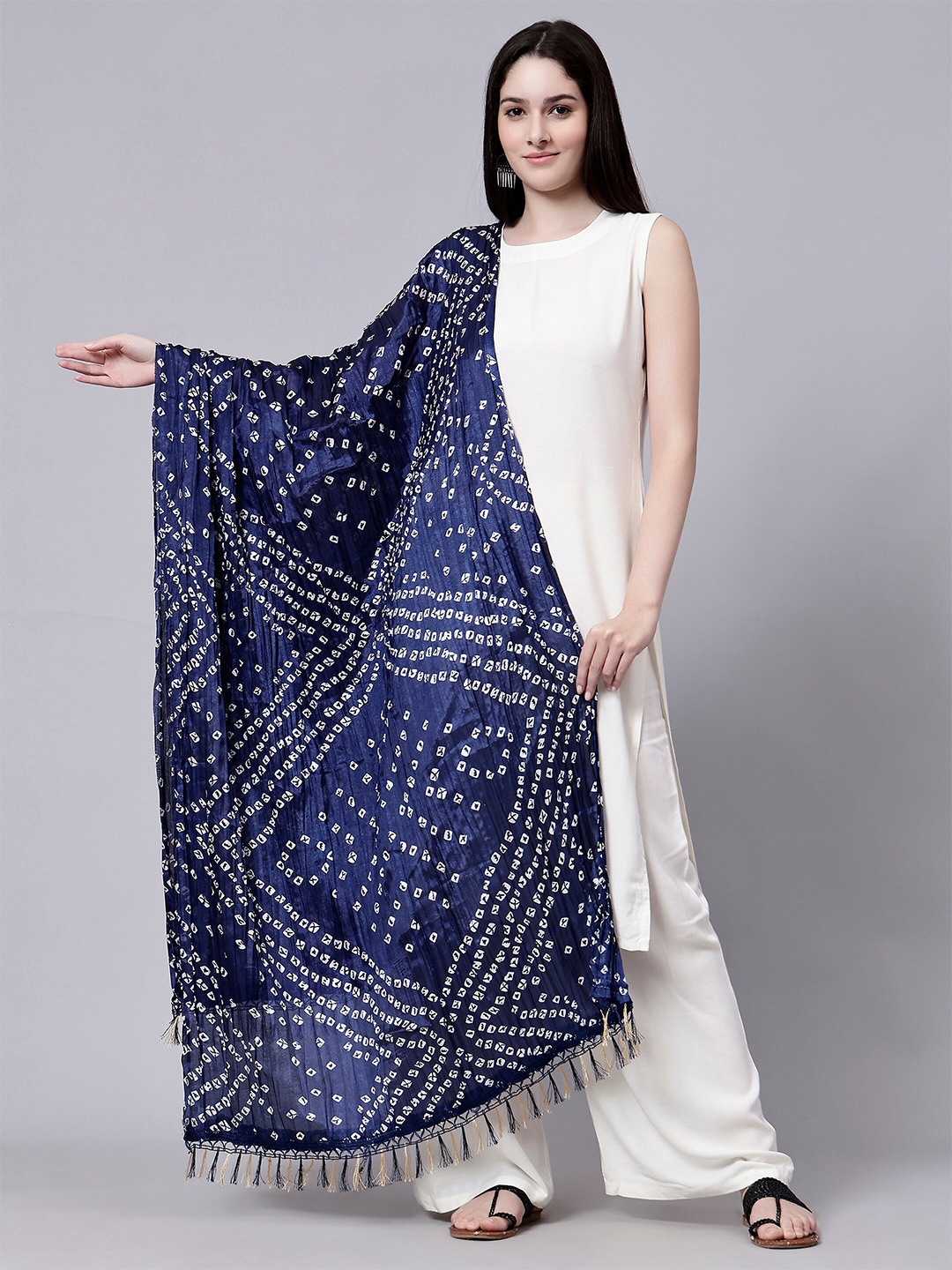 

Aditi Wasan Bandhani Printed Chiffon Dupatta, Blue