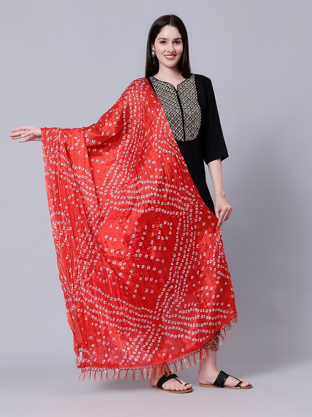 

Aditi Wasan Bandhani Printed Cotton Dupatta, Red
